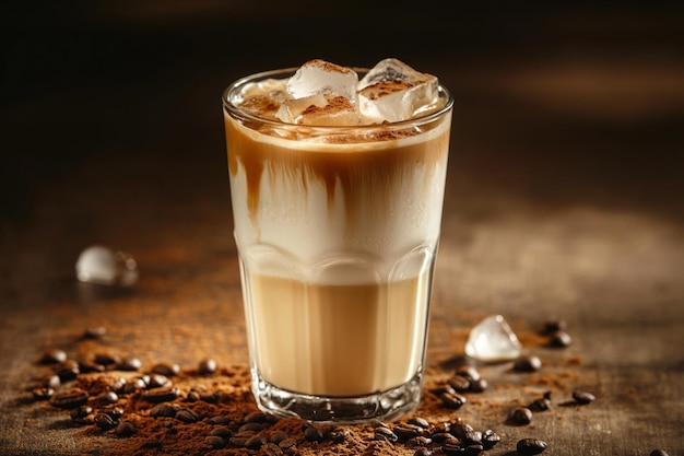 Photo a professional photo of an ice latte coffee