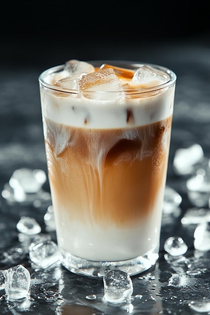 A professional photo of an ice latte coffee