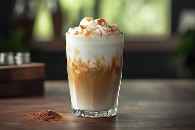 A professional photo of an ice latte coffee