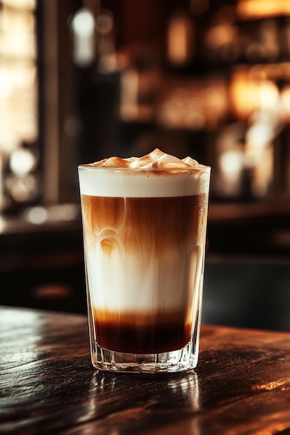 A professional photo of an ice latte coffee