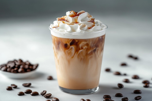 A professional photo of an ice latte coffee