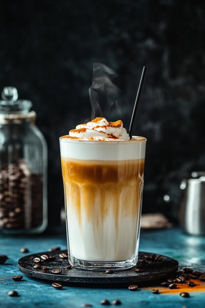 A professional photo of an ice latte coffee