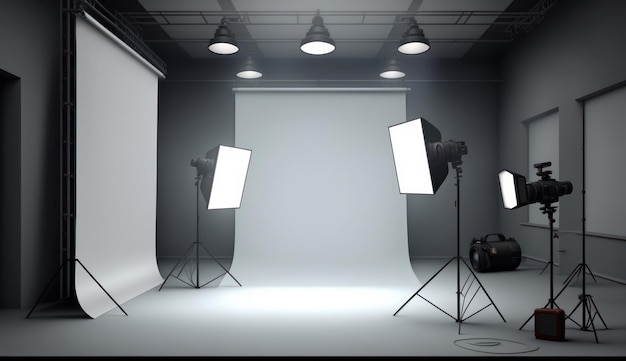 Professional Photo Studio Set with Lights and Background