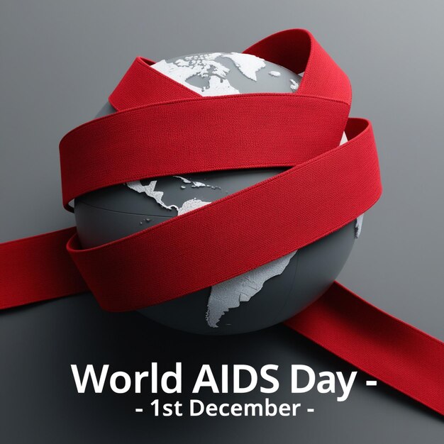 Photo a professional photograph depicting a sleek graphite grey globe of world aids day aigenerated