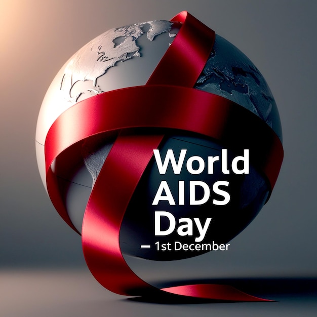 Photo a professional photograph depicting a sleek graphite grey globe of world aids day aigenerated