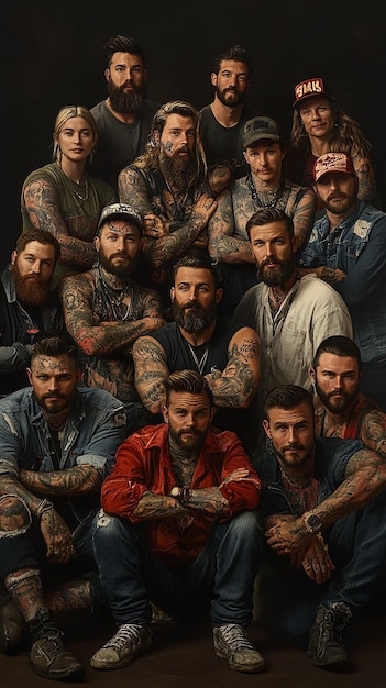 Professional Photograph of a Diverse Group of Tattoo Artists