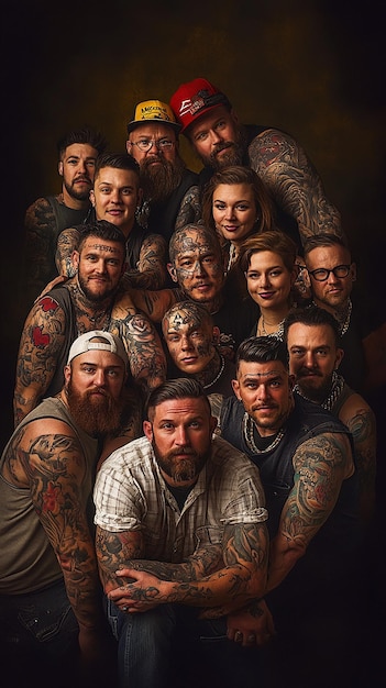 Professional Photograph of a Diverse Group of Tattoo Artists