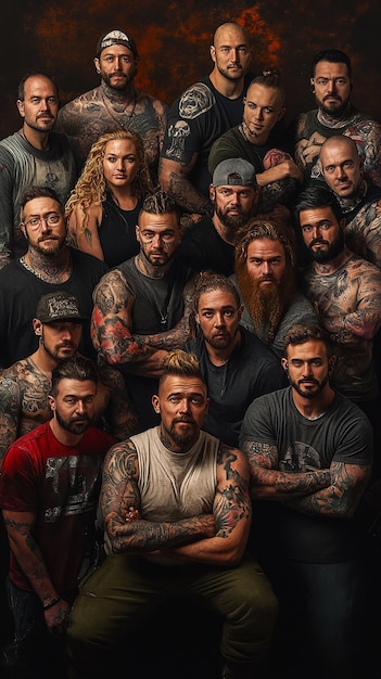 Professional Photograph of a Diverse Group of Tattoo Artists