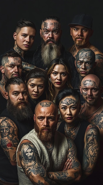 Professional Photograph of a Diverse Group of Tattoo Artists