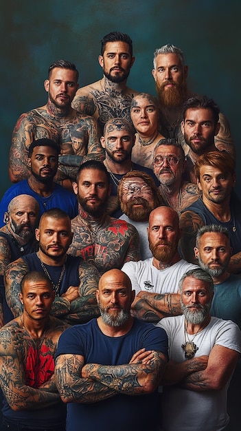 Professional Photograph of a Diverse Group of Tattoo Artists