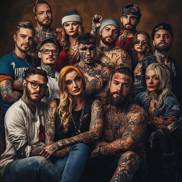 Professional Photograph of a Diverse Group of Tattoo Artists