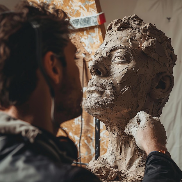 Professional Photographer Capturing Artist Sculpting