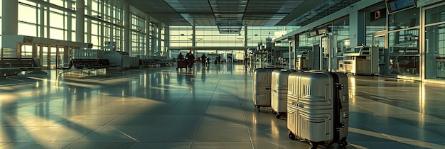 Photo professional photography highly detailed luggage at terminal