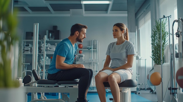 Photo professional physiotherapist working with female patient