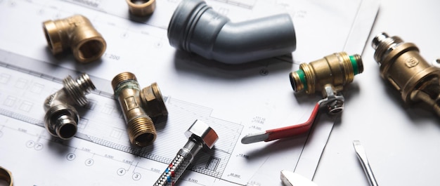 Professional plumber supplies on the house plan