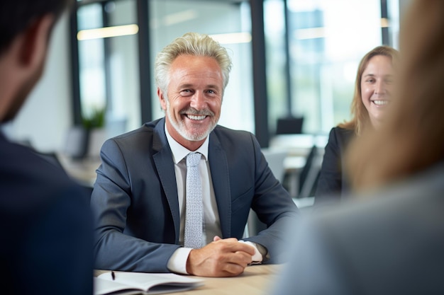 Professional Poise MiddleAged Businessman at Corporate Meeting