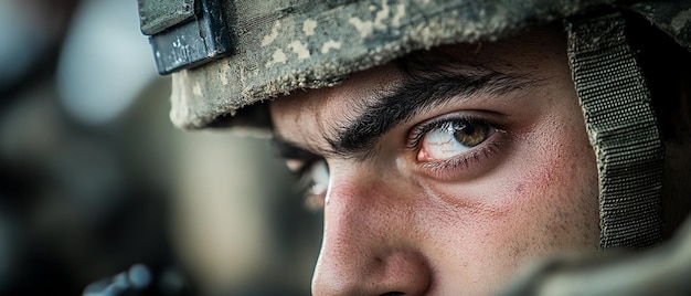 Photo professional portrait of an israeli soldier in tactical gear with an urban background