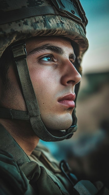 Professional Portrait of an Israeli Soldier in Tactical Gear with an Urban Background