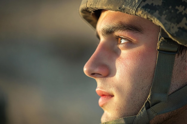 Photo professional portrait of an israeli soldier in tactical gear with an urban background