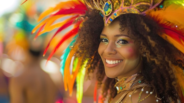 Professional portrait of sensual and beautiful brazilian woman during Rio carnival