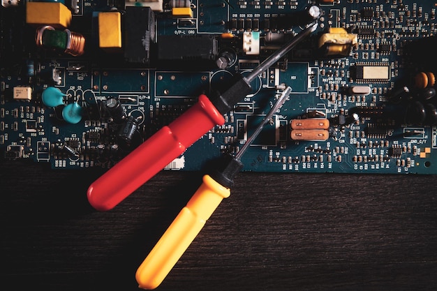 Professional repair of computers laptops boards Screwdrivers