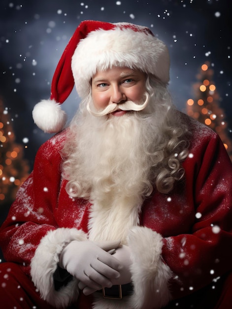 Professional studio close up portrait of modern Santa Claus