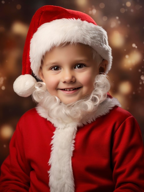 Professional studio portrait of young modern Santa Claus boy