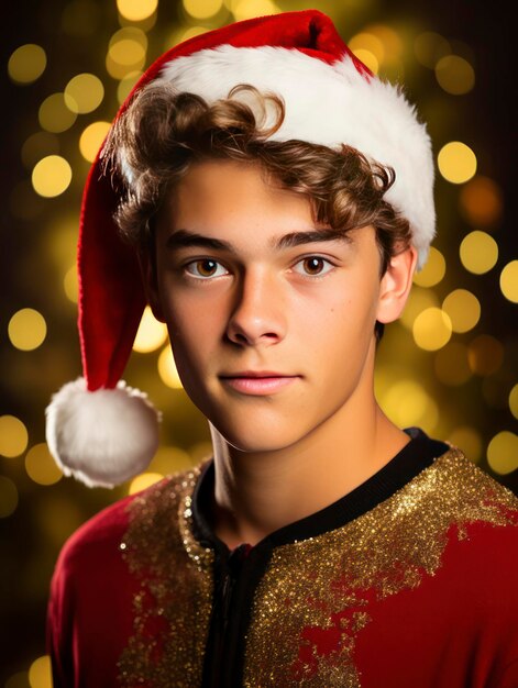 Professional studio portrait of young modern Santa Claus