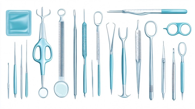 Photo professional surgical instruments set on white background