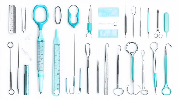 Photo professional surgical instruments set on white background