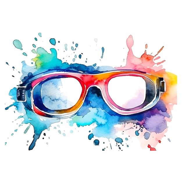 Professional swimming goggles sports equipment square illustration