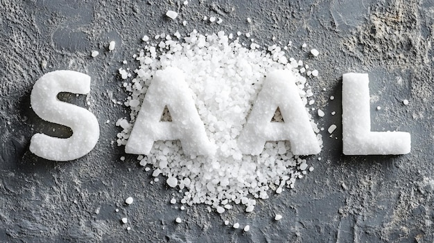 Photo professional top view of salt word on grey background image