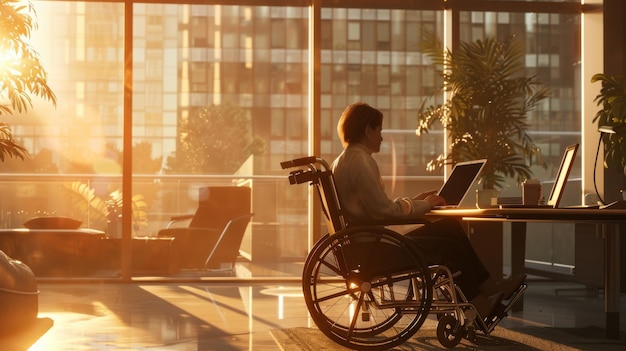 Professional in Wheelchair at Work