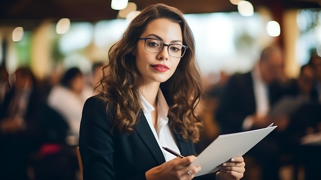 A professional woman taking notes during a conference professional woman taking notes conference