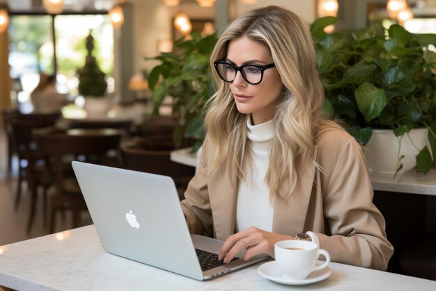 Professional woman typing on laptop working as business lawyer on legal project development plan