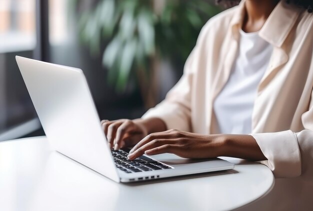 Professional Woman Working on Laptop in Office