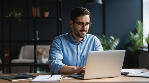 Professional worker with laptop