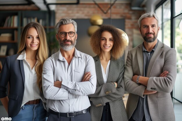 Professionals posing in a contemporary office Generative Ai