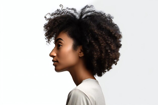 Profile of african american young woman with afro hairstyle