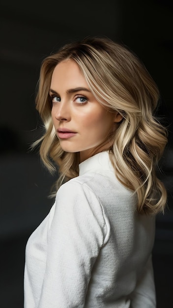 Profile portrait of fashionable young european woman rider with blonde hair