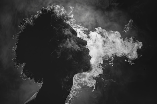 Profile silhouette with smoke