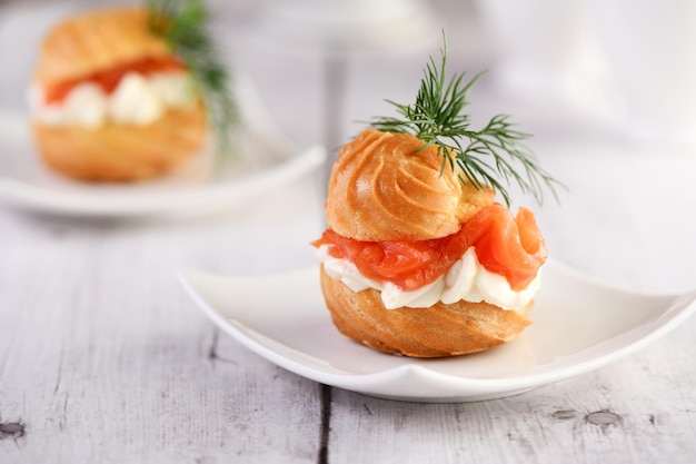 Profiteroles with salmon