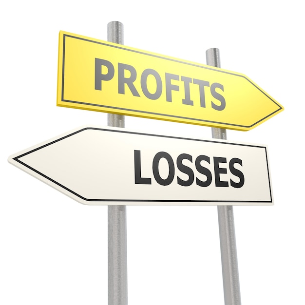 Profits losses road sign