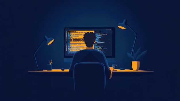 Programmer Working Late at Night