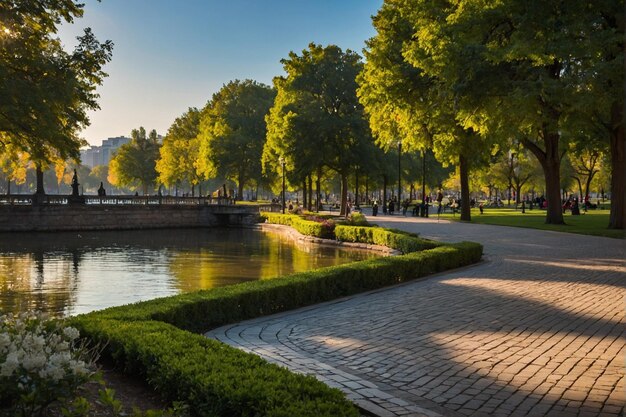 Promenade in a beautiful city park