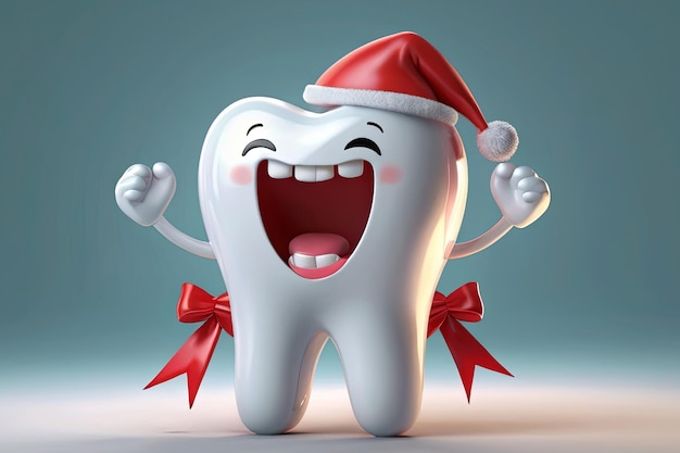 Promote dental clinic checkups for the new year with a charming tooth character adorned