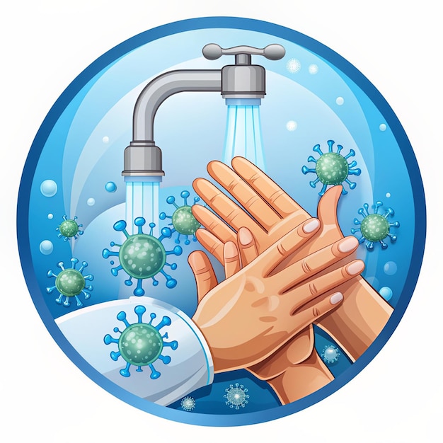 Photo promote hygiene and health with our illustration of hands being washed with disinfectant