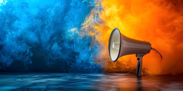 Promote marketing buzzwords such as SEO and social media through a megaphone Concept Marketing Trends Digital Strategy Brand Optimization Online Visibility Social Engagement