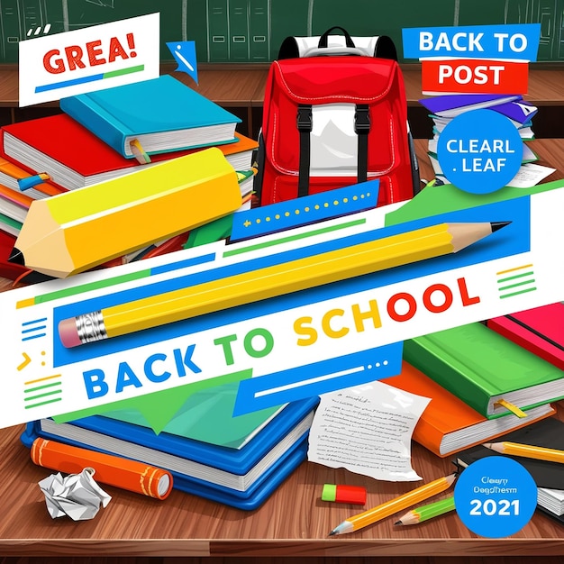 Photo promotional kids school education admission banner and social media post templatebookstudentkids