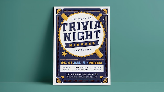 Photo a promotional poster for a trivia night event the event is organized by minaves and is set to t